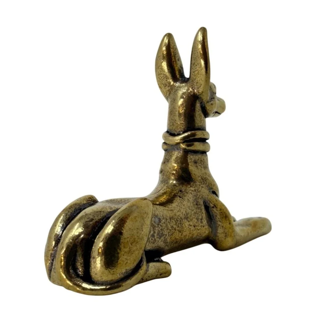 Brass Anubis Figurine Egyptian Jackal God Statue Ancient Egypt Altar Decor